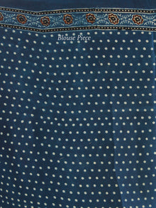 Indigo Rust Black Ajrakh Hand Block Printed Modal Silk Saree in Natural Colors - S031703380