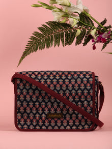 Navy Ajrakh Block Printed Sling Bag - B0101