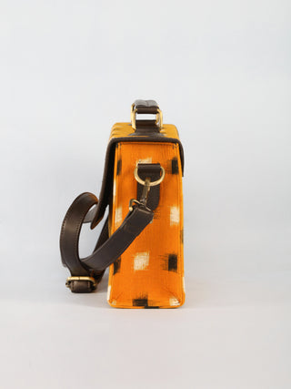 Mustard Black White Ikat Sling Bag - B0804
