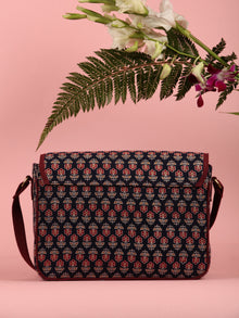 Navy Ajrakh Block Printed Sling Bag - B0101