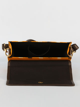 Mustard Black White Ikat Sling Bag - B0804