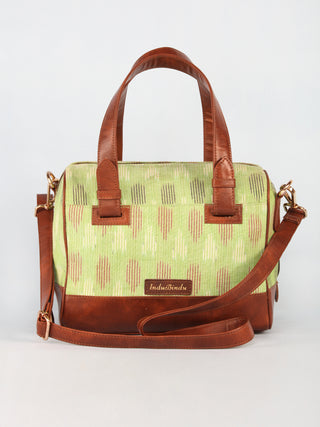 Lime Green Hand Block Printed Bucket Style Hand Bag - B11103