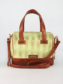 Lime Green Hand Block Printed Bucket Style Hand Bag - B11103