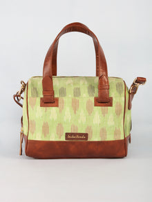 Lime Green Hand Block Printed Bucket Style Hand Bag - B11103