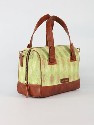 Lime Green Hand Block Printed Bucket Style Hand Bag - B11103