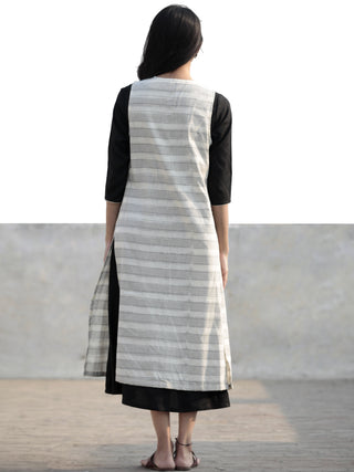 Black Ivory Hand Woven Ikat Jacket And Black Rayon Dress (Set Of 2) - D219F950