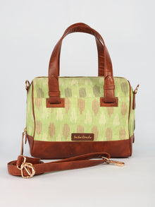 Lime Green Hand Block Printed Bucket Style Hand Bag - B11103