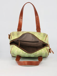 Lime Green Hand Block Printed Bucket Style Hand Bag - B11103