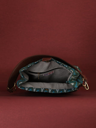 Green Fold Over Ikat Hand Bag - B0501