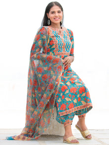 Nayab Ambar - Set of Kurta Salwar Pants & Kota Doria Dupatta - KS10A2570D