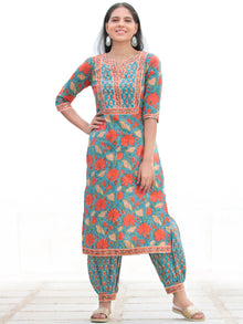 Nayab Ambar - Set of Kurta Salwar Pants & Kota Doria Dupatta - KS10A2570D
