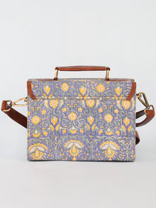 Lavender Yellow Hand Block Printed Sling Bag - B0805