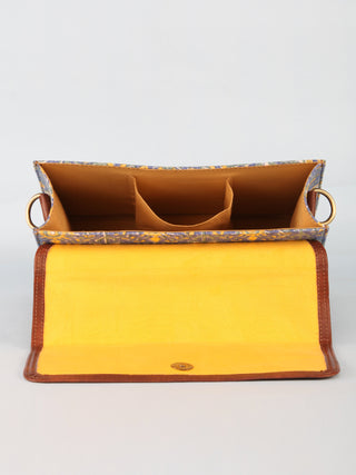 Lavender Yellow Hand Block Printed Sling Bag - B0805