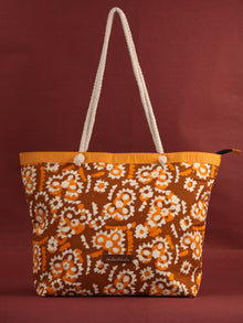 Mustard Yellow Hand Block Printed Tote Bag - B0802