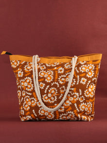 Mustard Yellow Hand Block Printed Tote Bag - B0802