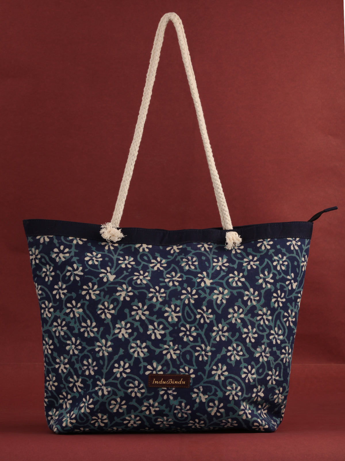 Indigo Hand Block Printed Tote Bag - B0804