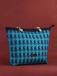 Blue Hand Block Printed Tote Bag - B0809