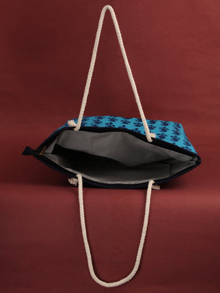 Blue Hand Block Printed Tote Bag - B0809