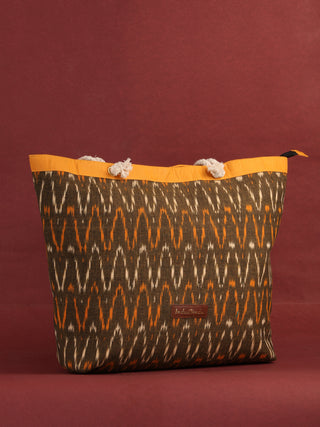 Mustard Brown Ikat Tote Bag - B0810