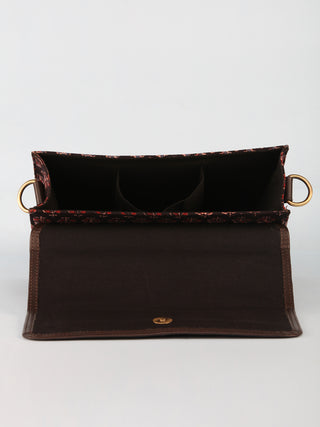 Black Maroon Ajrakh Block Printed Sling Bag - B0801