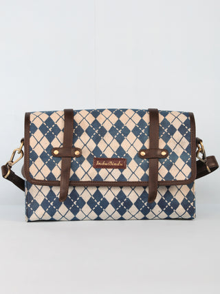 Indigo Hand Block Printed Sling Bag - B01001