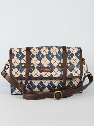 Indigo Hand Block Printed Sling Bag - B01001