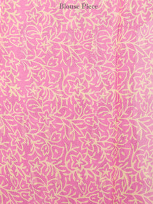 Pink Light Yellow Hand Block Printed Chiffon Saree with Zari Border - S031703416