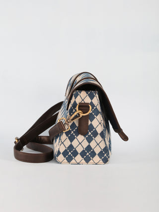 Indigo Hand Block Printed Sling Bag - B01001