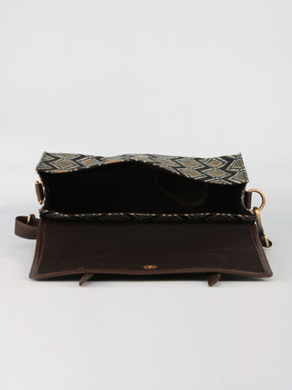 Blue Black Hand Block Printed Sling Bag - B01004