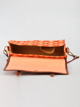 Rust beige Hand Block Printed Sling Bag - B01002