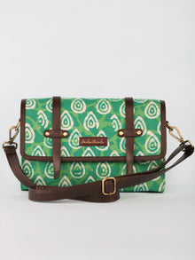 Green Hand Block Printed Sling Bag - B01003