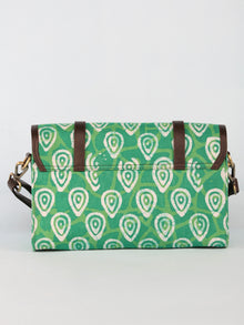 Green Hand Block Printed Sling Bag - B01003