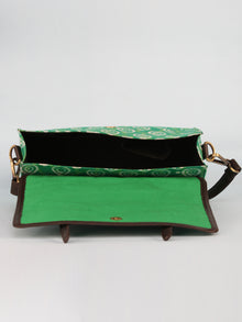 Green Hand Block Printed Sling Bag - B01003