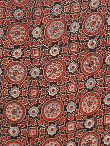 Maroon Black Indigo Ajrakh Hand Block Printed Modal Silk Saree in Natural Colors - S031703376