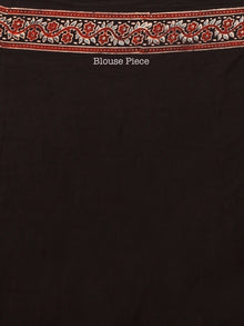 Maroon Black Indigo Ajrakh Hand Block Printed Modal Silk Saree in Natural Colors - S031703376