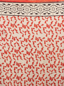Red and beige Cotton Hand Block Printed Saree - S03170171