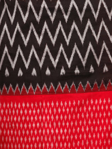 Black Red Grey Ikat Handwoven Pochampally Mercerized Cotton Saree - S031703390