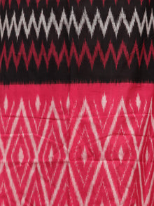 Black Pink Grey Ikat Handwoven Pochampally Mercerized Cotton Saree - S031703395