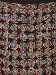 Black Maroon Grey Indigo Ajrakh Hand Block Printed Modal Silk Saree in Natural Colors - S031703377