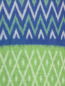 Green Blue White Ikat Handwoven Pochampally Mercerized Cotton Saree - S031703400