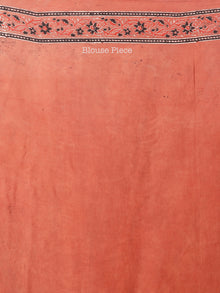 Rust Red Black Ajrakh Hand Block Printed Modal Silk Saree in Natural Colors - S031703379