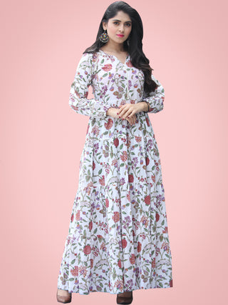 Gulzar Tabassum - Hand Block Printed Long Cotton Tier Dress - D405F2180