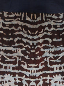 Chocolate Brown Grey Indigo Mughal Nakashi Ajrakh Hand Block Printed Cotton Dupatta - D04170122
