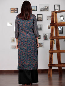 Indigo Maroon Black Ivory Ajrakh Hand Block Printed Kurta  - K63BP0147