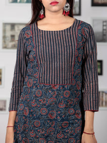 Indigo Maroon Black Ivory Ajrakh Hand Block Printed Kurta  - K63BP0147