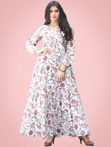 Gulzar Tabassum - Hand Block Printed Long Cotton Tier Dress - D405F2180