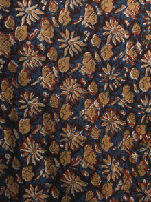 Indigo Maroon Black Brown White Hand Block Printed Long Cotton Dress With Gather - D0660216
