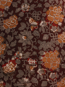 Maroon Brown Black Hand Block Printed Cotton & Rayon Sleeveless Dress  - D4361201