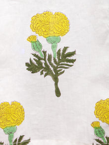 White Yellow Green Hand Block Printed Long Kurta in Natural Colors - K102F1501