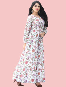 Gulzar Tabassum - Hand Block Printed Long Cotton Tier Dress - D405F2180